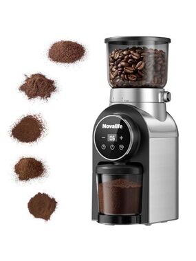 Alife Silver and Black Digital Coffee Grinder with Touch Dial